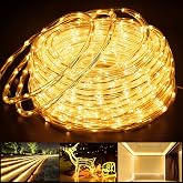 66FT 800 LED Connectable Rope Lights for Outside with Plug - Warm White | 0.21inch(5.3mm) Tube diameter, Timer, 8 Modes and 4 Brightness, IP65 Waterproof Garden, Patio, Indoor Outdoor Christmas Decor