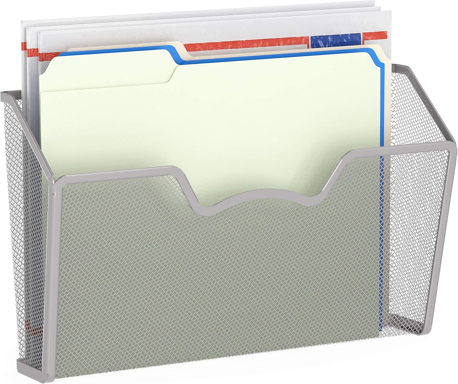 3 Pack - SimpleHouseware Wall Mount Single Pocket File Organizer Holder, Silver : Office Products