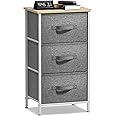 Sorbus Nightstand with 3 Drawers - Bedside Furniture & Night Stand End Table Dresser with Steel Frame, Wood Top, Easy Pull Fabric Bins for Home, Bedroom Accessories, Office & Dorm