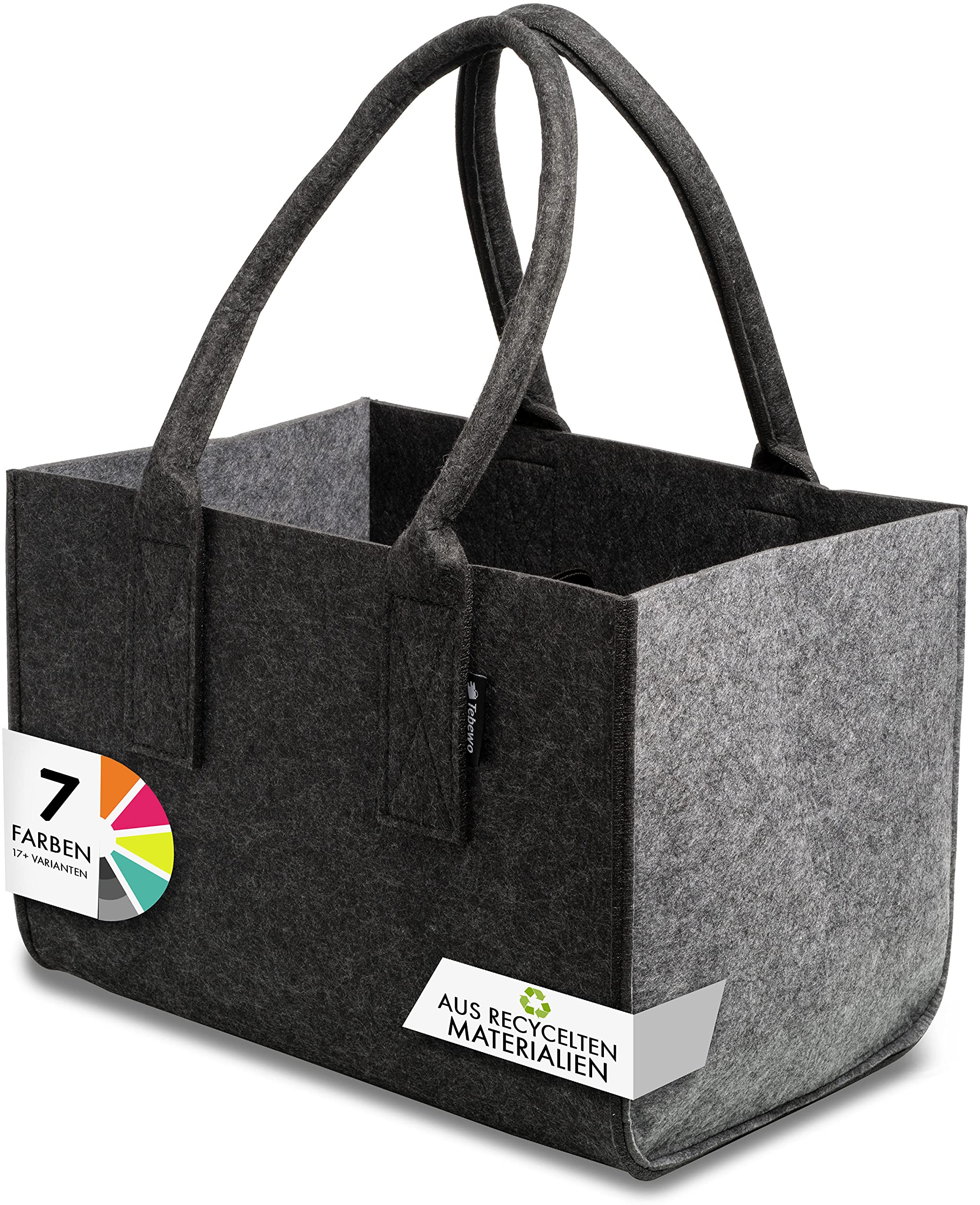 Shopper Premium Large Foldable Multi-Use Bag - Shopping Basket, Firewood, Toy Storage, 40 x 27 x 27, Dunkelgrau/Hellgrau