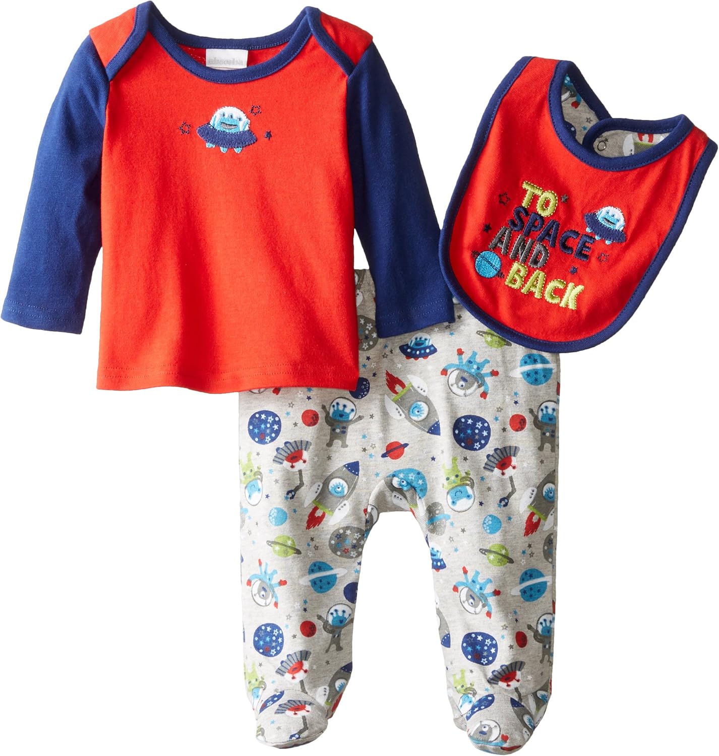 ABSORBA BabyBoys Newborn Alien 3 Piece Footed Pant Set