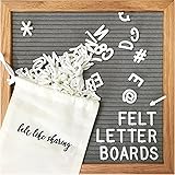 Gray Felt Letter Board 10x10 inches. Changeable Letter Boards Include 300 White Plastic Letters & Oak Frame.