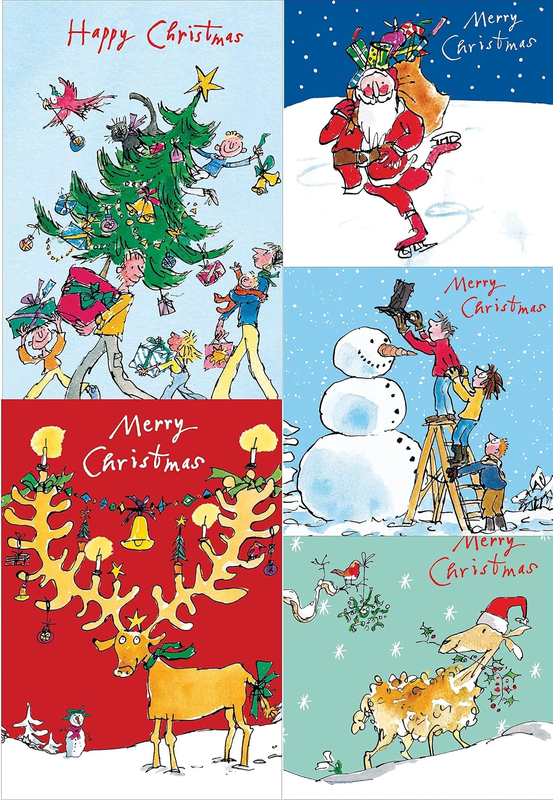 Box of 20 Childline Charity Christmas Cards - 5 Designs - Eco-Friendly & Recyclable - From the Quentin Blake Range
