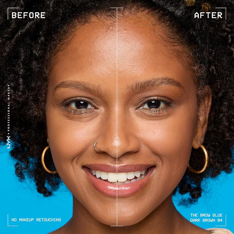 Colle Fixatrice à Sourcils Teintée, Tenue 16H, Formule Vegan, Fini Naturel, Applicateur Goupillon, The Brow Glue, Teinte : Dark Brown (04)