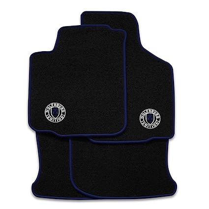 Eight Tec Handelsagentur ETQ300WOB0098 Fußmatten mit Bestickung Wolfsburg Edition Velours Schwarz in Dunkelblau