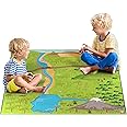 Safari Play Mat for Toy Animals | Foldable Solution |Large Size 57” x 57” | All Safari Animals | African Jungle Serengeti | Child Activity Mat | by Play Mat Factory