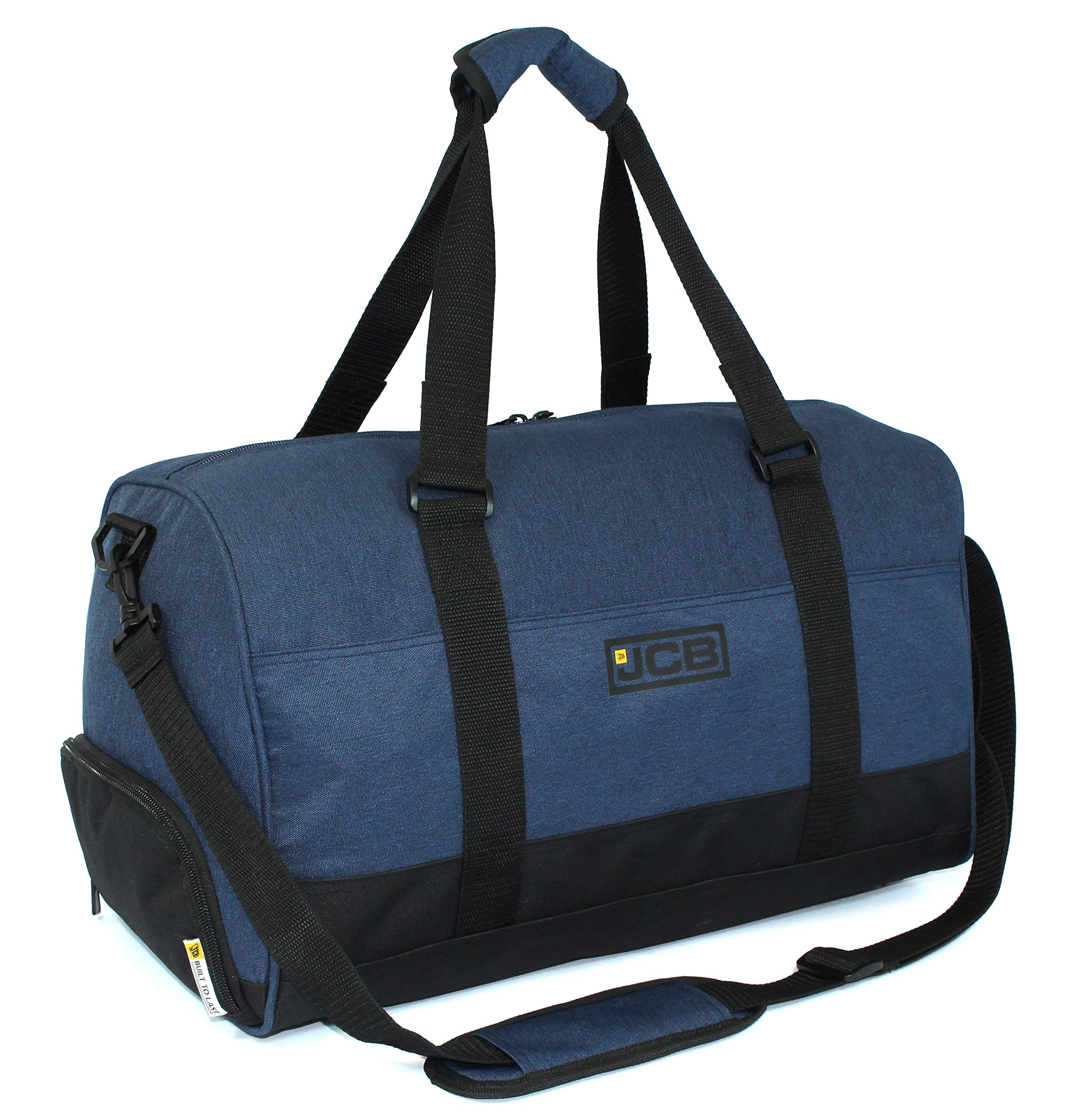 JCB - Men's Large Holdall Bag, 35L - Polyester Twill, Large Bag - Includes Internal Shoe Compartment, 6 External Pockets - Travel Essentials - Strong Weekend Bag - Navy