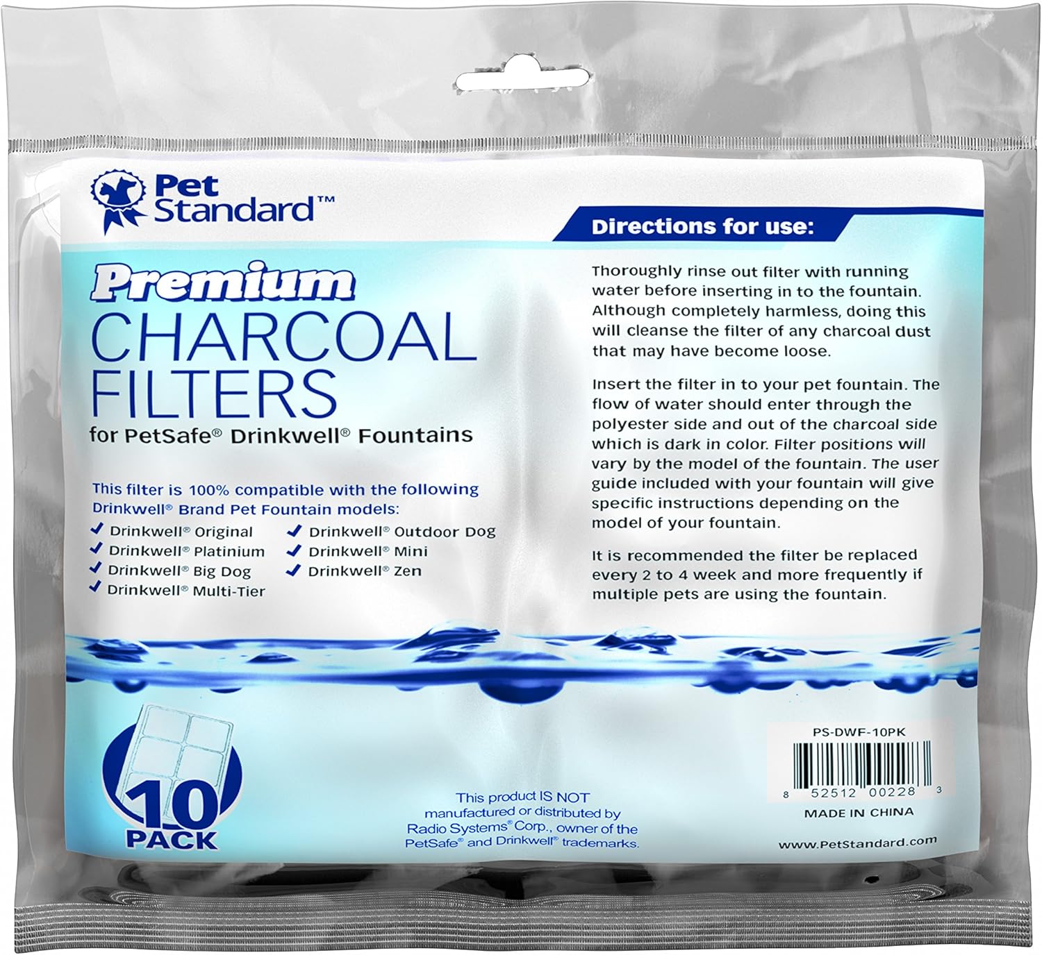Pet Supplies : Premium Charcoal Filters for PetSafe Drinkwell Fountains, Pack of 10 : 
