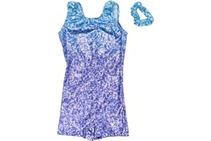 Destira Gymnastic Unitards for Girls with Matching Scrunchie - Biketard Athletic Wear, Gymnastics, Dance, Cheer, & More