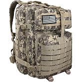 WENDING FORWARD Military Tactical Backpack for Men, 45L 3 Day Assault Pack, Heavy Duty Large Molle Backpack for Outdoor, Hiking, Camping, Camouflage Khaki