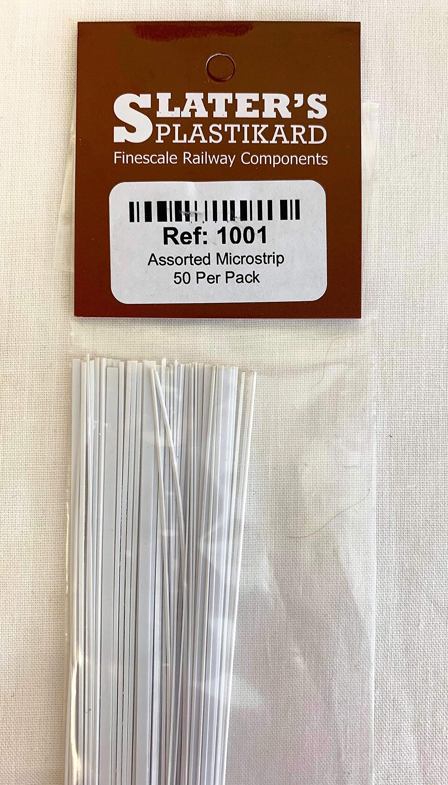 Slater's Plastikard 1001 Assorted Plastic Microstrip - White - Pack of 50 Lengths