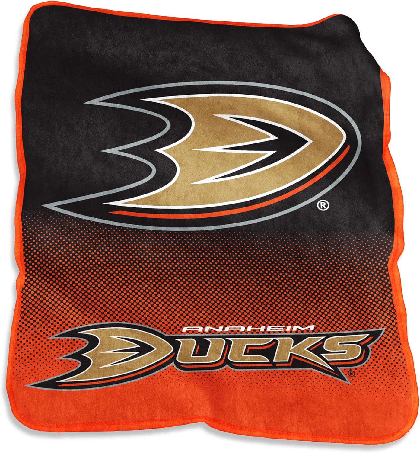 NHL Anaheim Ducks Plush Raschel Throw with Large Logo Blanket, Multicolor, 50" x 60"/One Size