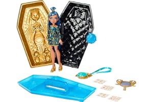 Monster High Doll & Accessories, Cleo De Nile Golden Glam Case Beauty Kit with Tattoos, Stickers & Necklace for Kids