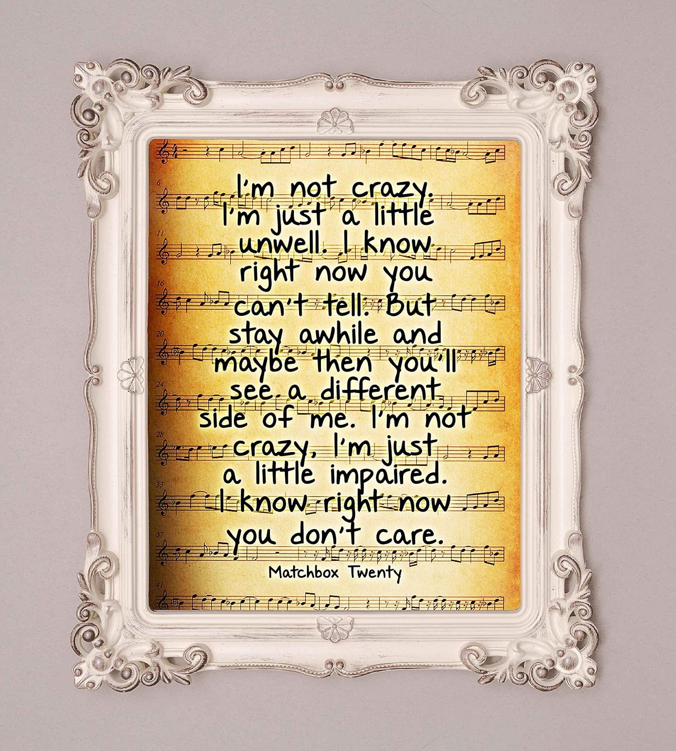 Amazon Com Matchbox Twenty I M Not Crazy I M Just A Little Unwell Song Lyric Art 8 X 10 Vintage Music Sheet Wall Print Ready To Frame Lyrical Home Office Studio Cave Decor Great Inspirational Gift Handmade matchbox twenty i m not crazy i m just a little unwell song lyric art 8 x 10 vintage music sheet wall print ready to frame lyrical