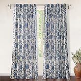 DriftAway Linen Floral Paisley Navy Blue Blackout Curtains for Living Room Bedroom 84 Inch Length 2 Panels Lined Back Tab Win