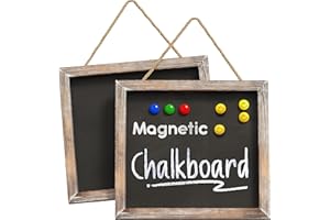 Barnyard Designs Magnetic Hanging Chalkboard Sign – Rustic Decorative Display Presentation Board for Office, School Supplies, Kitchen, Restaurant, Weddings and More, 11” x 10” (2 Pack)