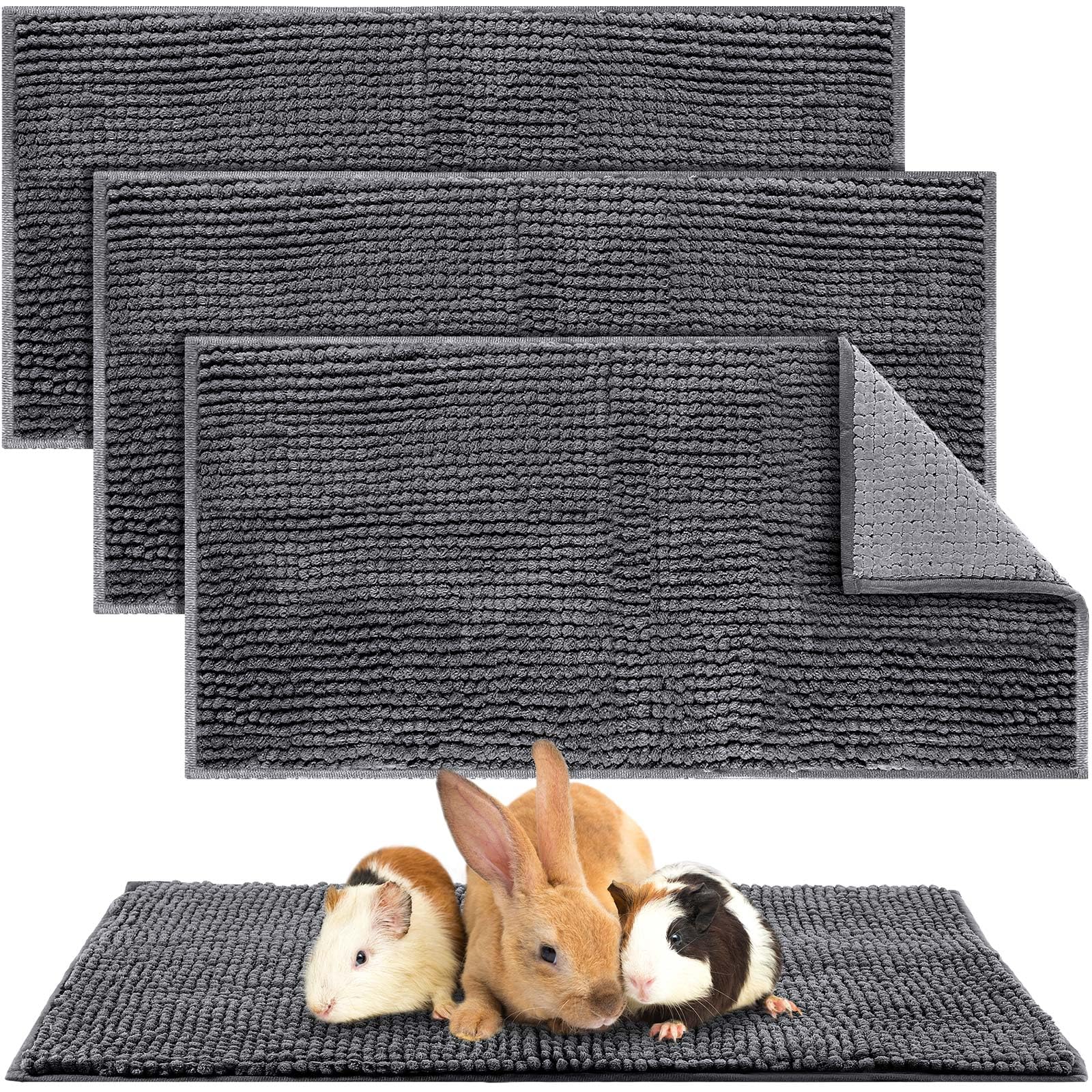 Photo 1 of Amylove 4 Pcs Guinea Pig Cage Liner Guinea Pig Bedding Washable Fleece Pee Pads Reusable Small Animals Training Mat Small Animal Sleeping Bed for Bunny Hamster(Dark Gray,14 x 28 Inch)