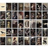 97 Decor Moody Dark Academia Decor - 40pcs Victorian Gothic Art, Vintage Dark Academia Wall Art Prints, Mini Gothic Posters For Room Aesthetic, Goth Halloween Wall Collage Kit (4x6)