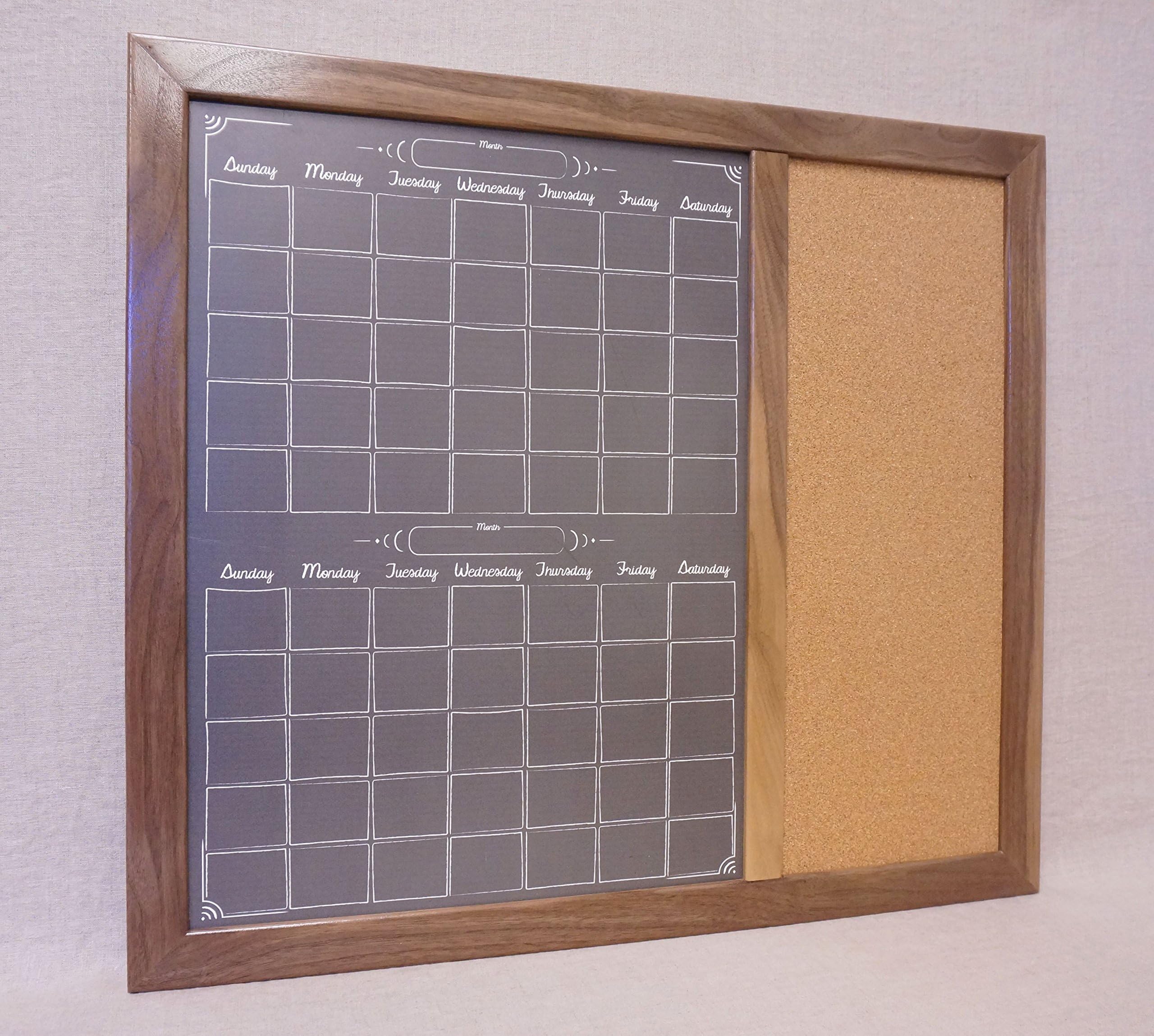 Large Custom Command Center with Two Month "Chalkboard" Calendar & Cork Bulletin Board