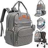 KeaBabies Diaper Bag Backpack - Large Baby Diaper Bag with Changing Pad, Baby Boy, Girl, Travel Backpack for Mom and Dad, Waterproof, Multi Function Durable (Classic Gray)