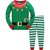 Kids Christmas Pajamas 100% Cotton Toddler Girls Long Sleeve Elf Pjs Set Boys Xmas Jammies 3t-10t