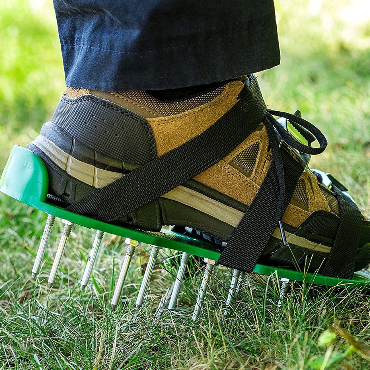 Chaussures Aérateur Gazon 13 Pointes - Sandales à Sangles Réglables, Semelles Scarifiées, Taille Unique