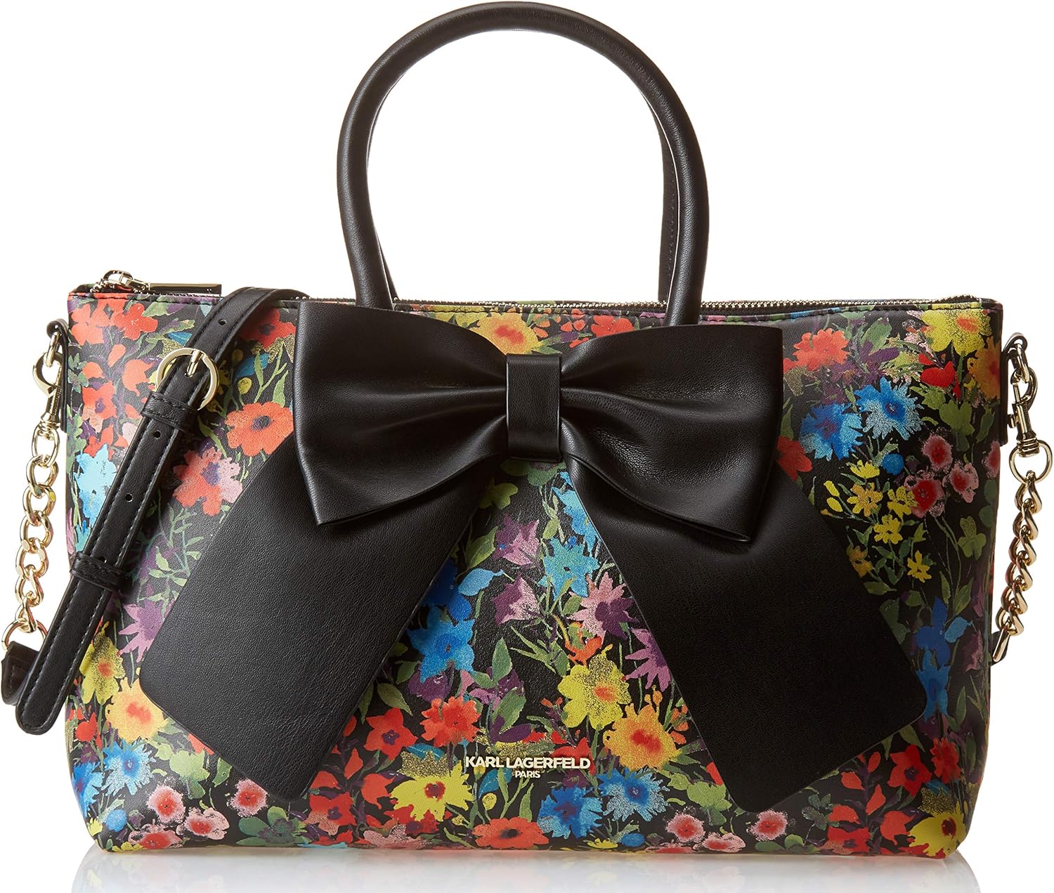 Karl Lagerfeld Paris Women's Kris Large Bow Satchel Bag, Black Summer