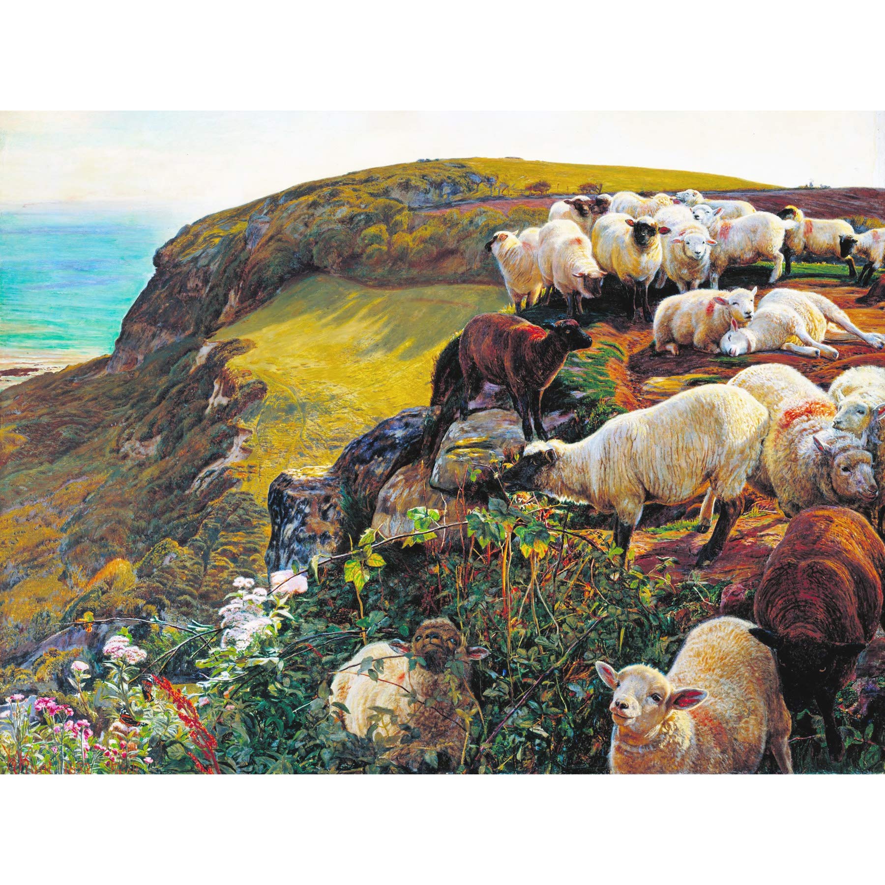 Fine Art Prints Hunt Our English Coasts Stray Sheep Headland Seascape Painting Large Wall Art Print Canvas Premium Mural, 18 x 24 inches