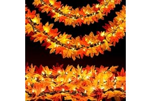 OCATO Fall Decor Fall Decorations for Home: Thanksgiving Decorations 10.8 FT Plug in Fall Garland with Lights 50 Orange Bulbs Connectable Lighted Fall Garland Thanksgiving Table Decor Indoor Outdoor