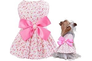 Petroom Sweetie Pup Dog Dress,Cute Bowknot Shirt for Small Girl Dogs (Pink,XXS)