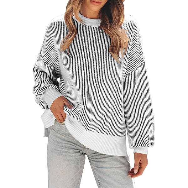 トップス STRIPED WOOL OVERSIZED LONG SLEEVE TEE M Oversized Long-Sleeve Crewneck Tee in Stripe