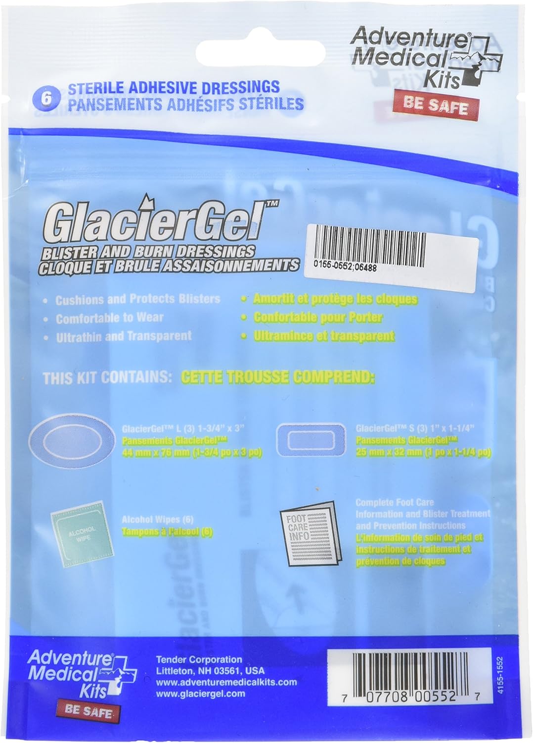 Adventure Medical Kits Glacier Gel Blister and Burn Dressing Foot Care 3 Lge Oval & 3 Med Rectangular Dressings Waterproof Breathable Instant Pain Relief Easy Application Super Thin Lasts 3-4 Days - Image 3