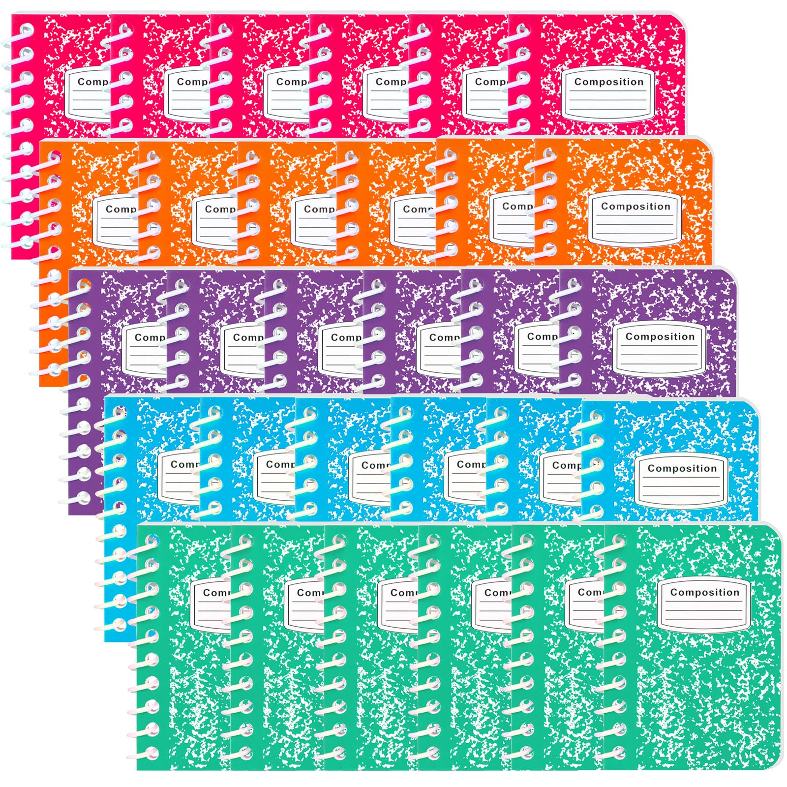 Photo 1 of Sinload 30 Pack Mini Spiral Composition Notebooks Bulk 3. 5 x 2. 5 Inches Marble Small Tiny Blank Pocket Notebooks 80 Pages Memo Pads for Journal Office College School Students Graduation Gifts(Vivid)