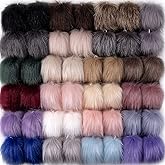 SIQUK 46 Pcs Faux Fur Fluffy Pom Pom Balls with Elastic Loop for Hats Scarves Gloves Bags Accessories (23 Mild Colors, 2 Pcs Each)