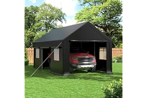 AirWire Carport, 12x20 FT Heavy Duty Carport, Portable Garage with Roll-Up Windows & Side-Opening Door, Car Canopy Reinforced Four-Hole Base for Car, Truck, Boat, Motorcycle