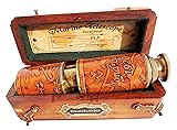 MAH 16 Inch Brass Ship Telescope Leather Carving