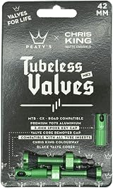 Peaty's x Chris King MK2 Tubeless Valves 7075 Emerald 42mm Presta view 7