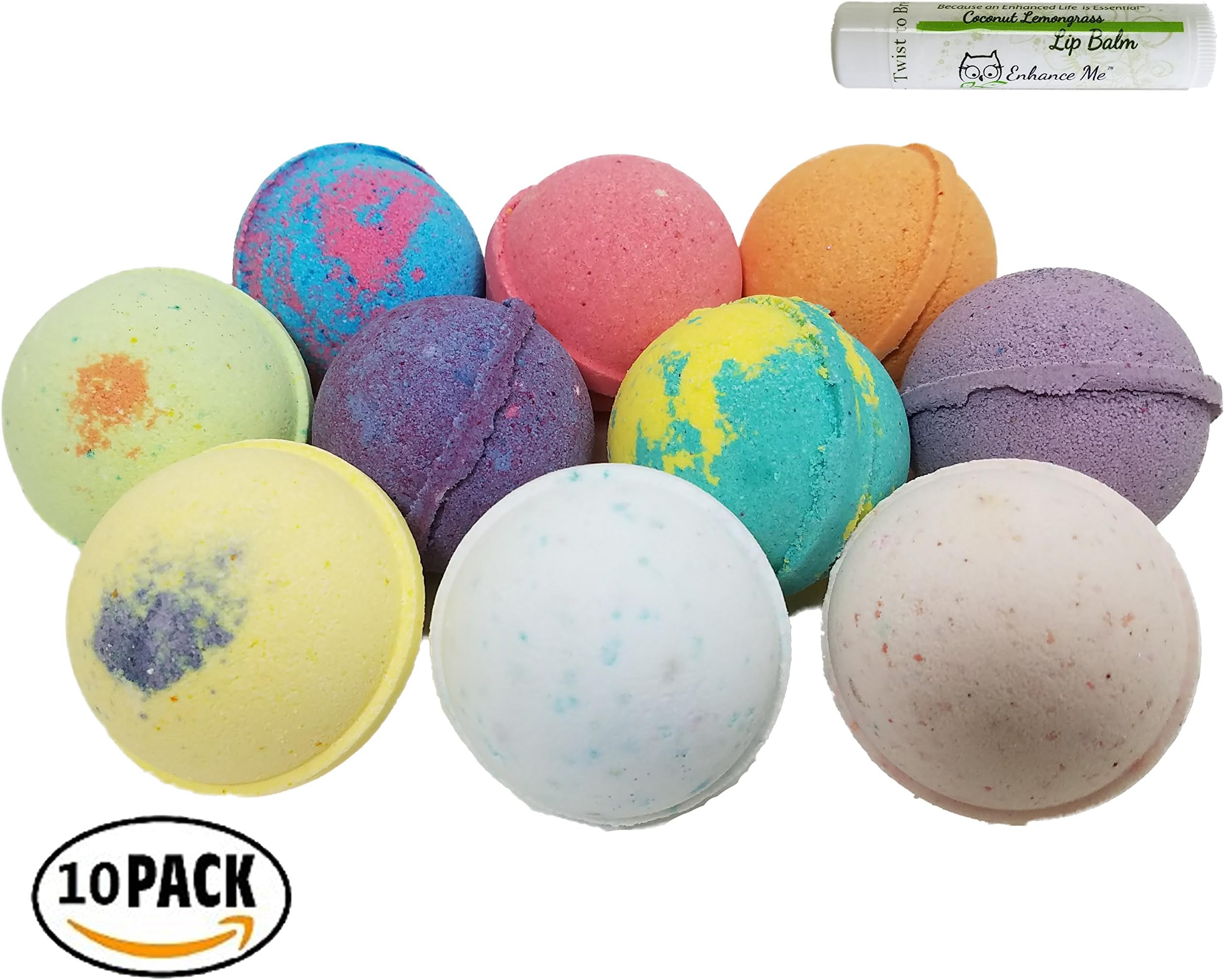 Double Gift Set, 12 Vegan Bath Bombs (2 sets of 6 bath bombs), Organic Coconut Oil& Aromatherapy Essential Oils, Cruelty Free, Bath Bombs, Handmade in the USA, from Enhance Me