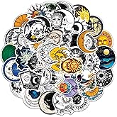 50pcs Moon Gothic Stickers for Kids, Waterproof Vinyl Decals for Water Bottles Laptop Luggage Cup Computer Mobile Phone Skateboard Guitar Helmet Snowboard Décor