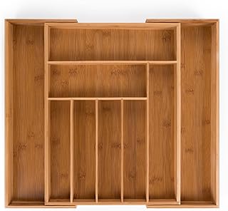 Blumtal Besteckkasten Schublade aus Bambus - größenverstellbarer Schubladen-Einsatz, bis zu 9 Fächer (Groß - 9 Fächer)