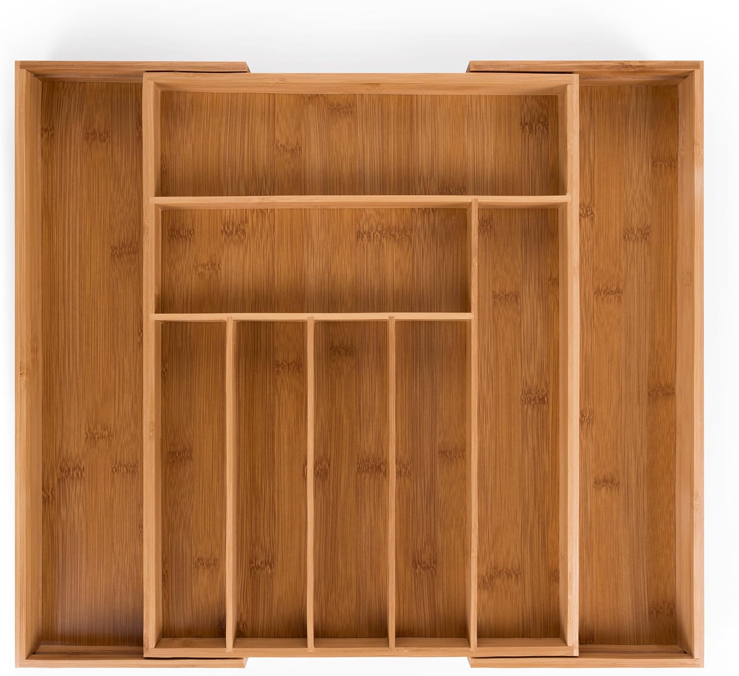 Blumtal Besteckkasten Schublade aus Bambus - größenverstellbarer Schubladen-Einsatz, bis zu 9 Fächer (Groß - 9 Fächer)