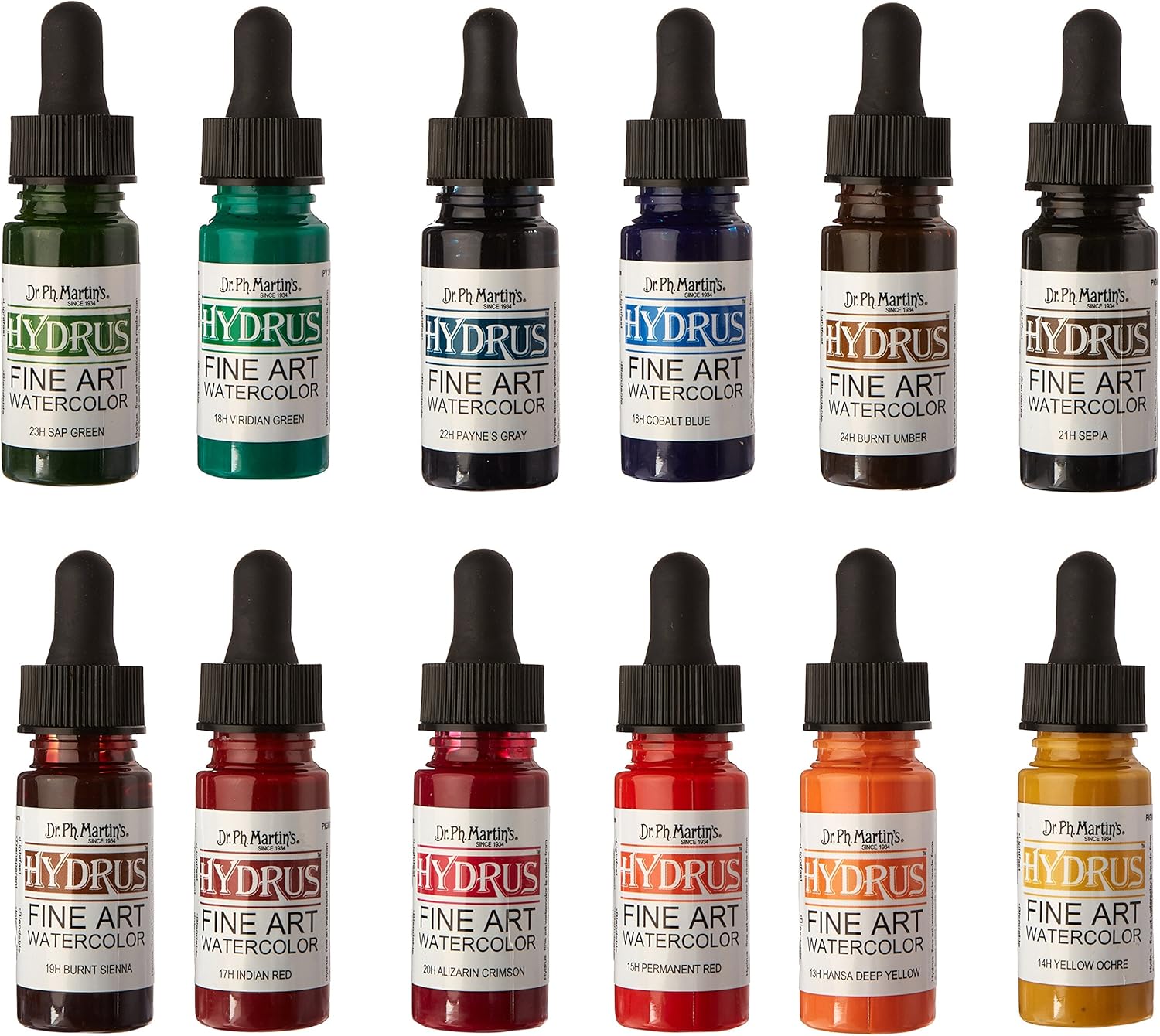 Dr. Ph. Martin's Hydrus Fine Art Watercolor, 0.5 oz, Set of 12 (Set 2