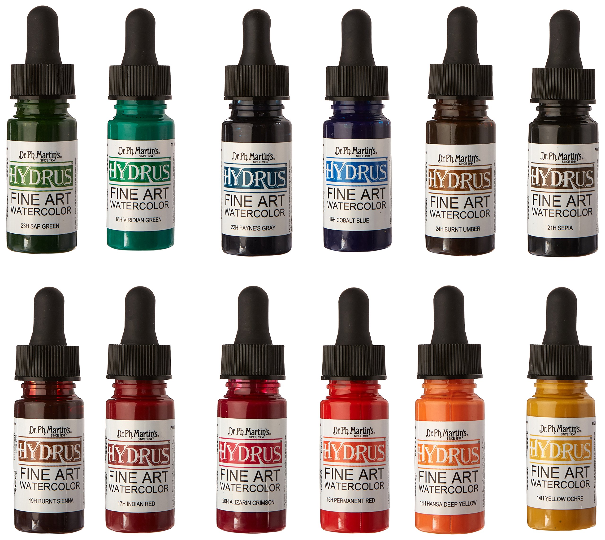 Dr. Ph. Martin's Hydrus Fine Art Watercolor, 0.5 oz, Set of 12 (Set 2)