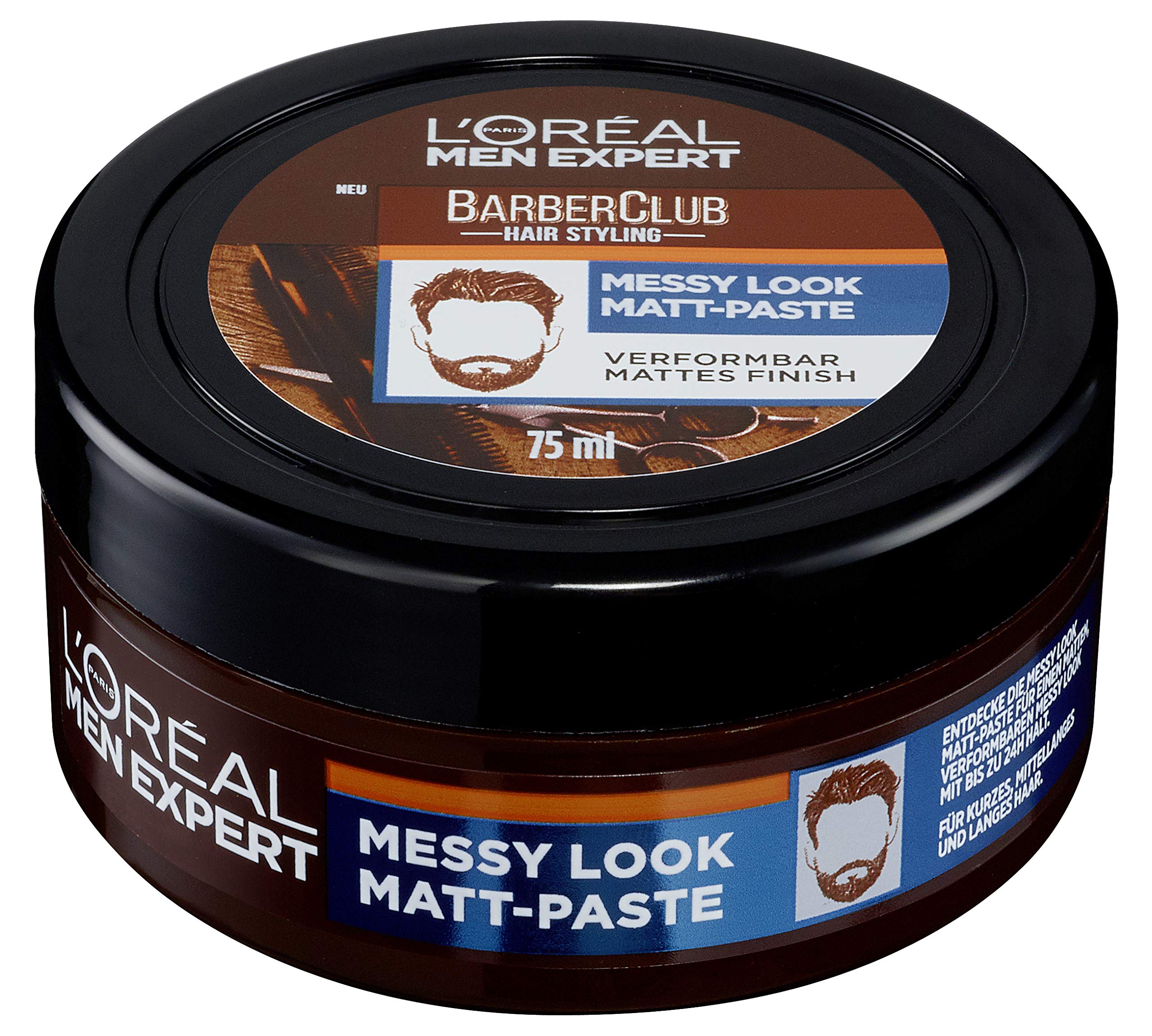 L'Oréal Men Expert Barber Club Messy Look Matt Paste, Strong Hold Hair Wax, 75 ml