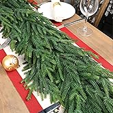 16 Ft Christmas Cedar Garland for Staircase Railing Real Touch Soft Bendable Faux Winter Xmas Greenery Pine Garlands Mantle Garland for Decoration for Window Fireplace Door Railing Wall Home Decor