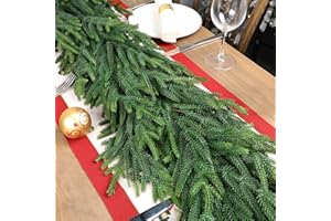 LZNPA Christmas Cedar Garland for Staircase Real Touch Droopy Bendable Lifelike Faux Xmas Garlands for Decoration Christmas Green Pine Mantle Garland Thanksgiving Table Decorations Outdoor Indoor 72"