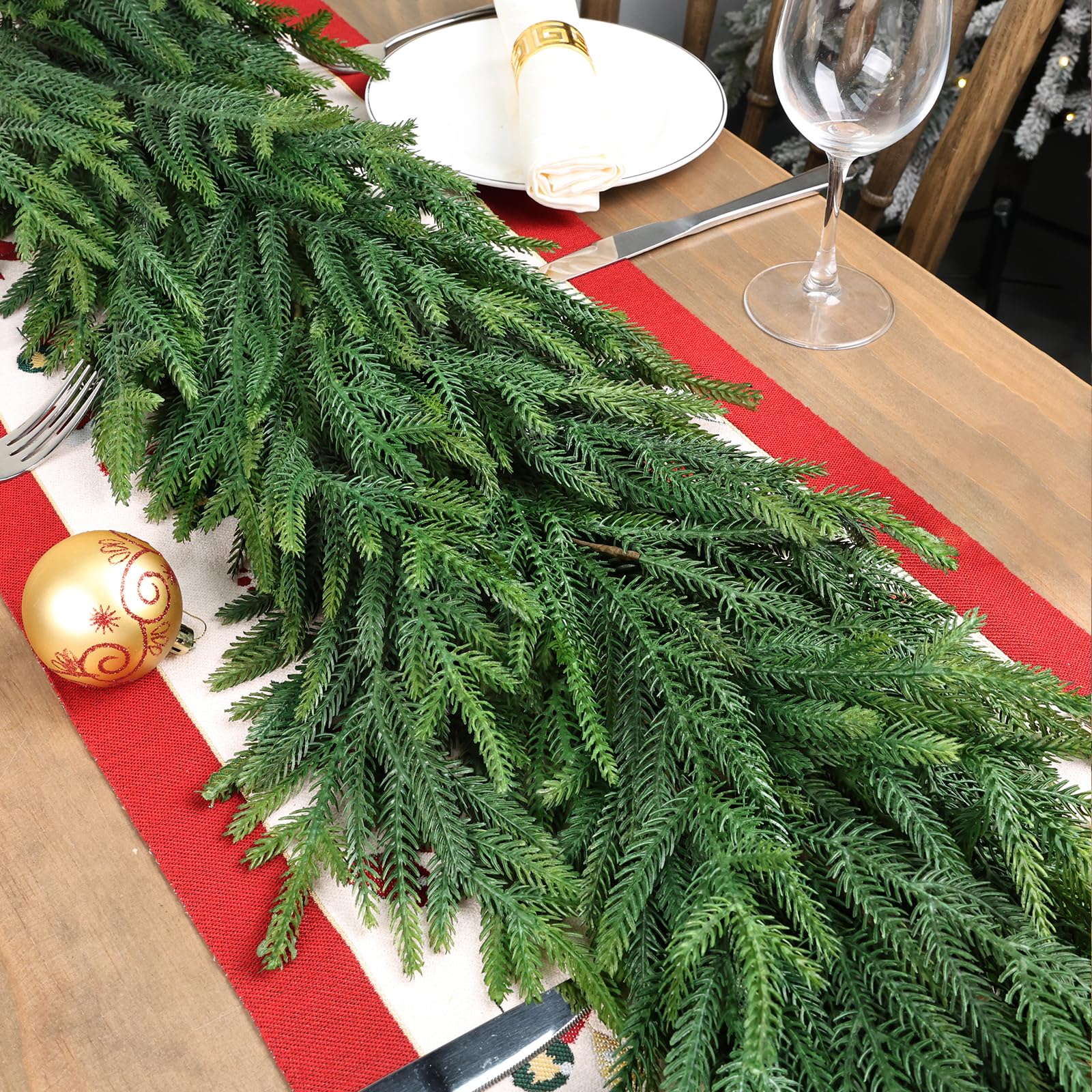 Photo 1 of 16 Ft Christmas Cedar Garland for Staircase Railing Real Touch Soft Bendable Faux Winter Xmas Greenery Pine Garlands Mantle Garland for Decoration for Window Fireplace Door Railing Wall Home Decor