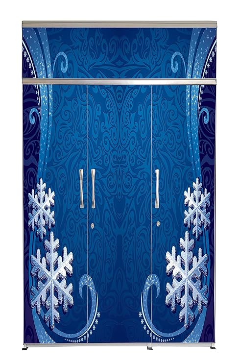 Bigsmile 3 Door Wardrobe Blue Art 7ft X 4ft Glossy Finish