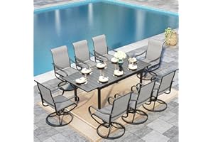 Sophia & William Outdoor Dining Set Patio Dining Sets Patio Table and Chairs Set 9 Pieces Outdoor Dining Table for 8 with Swivel Patio Chairs Patio Set for Garden Pool All Weather Grey