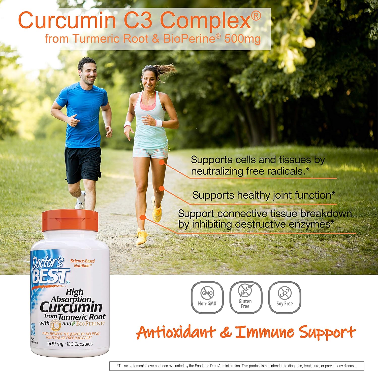 Doctor's Best DRB-00107 High Absorption Curcumin From Turmeric Root with C3 Complex & BioPerine 500mg (120 Capsules): Health & Personal Care